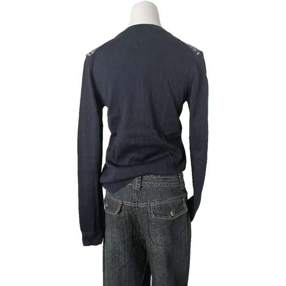 🐬 blue and white floral long-sleeved knit cardigan by Tommy Hilfiger - Picture 3 of 6